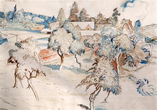 § Michael Rothenstein (1908-1994) Orchard and farmhouse, 16.5 x 23in.